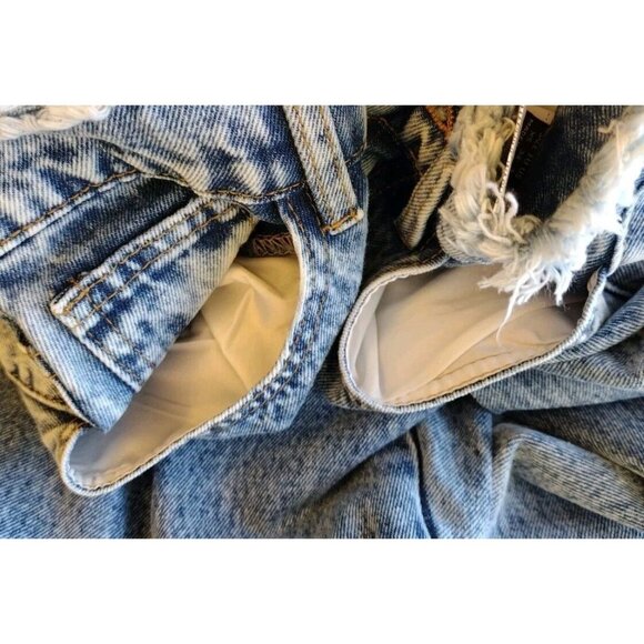 Shein Jeans 2 Raw Waist High Rise Split Cuff Stonewash Straight - Picture 9 of 15